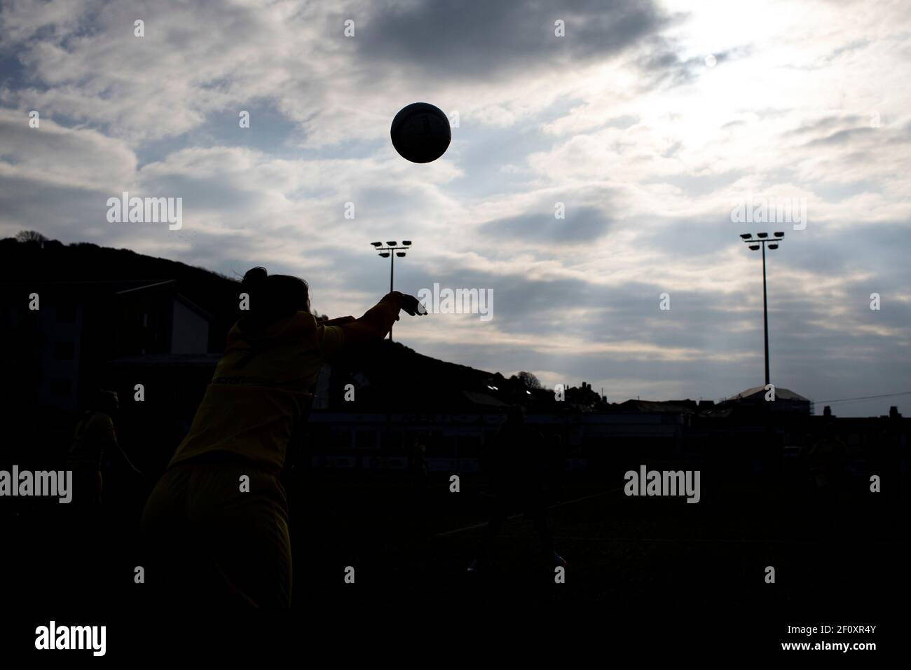 Aberystwyth Town / Briton Ferry Lansawel a Park Avenue nella Welsh Premier Women's League il 7 marzo 2021. Credito: Lewis Mitchell/YCPD Foto Stock