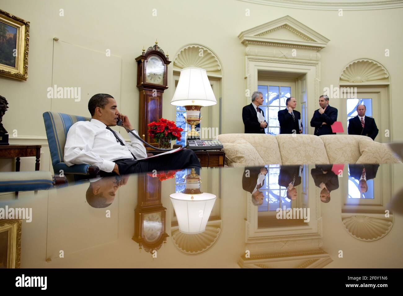 Il presidente Barack Obama chiama i leader stranieri nell’Ufficio ovale Della Casa Bianca 1/26/09 Foto Stock