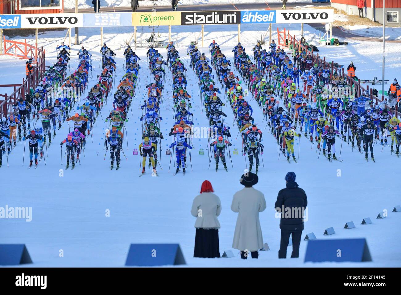 Mora, Svezia. 7 Mar 2021. Gli atleti gareggiano durante la gara di sci di fondo Vasaloppet del 2021 tra Salen e Mora, Svezia, il 7 marzo 2021. Credit: Vasaloppet/Handout via Xinhua/Alamy Live News Foto Stock