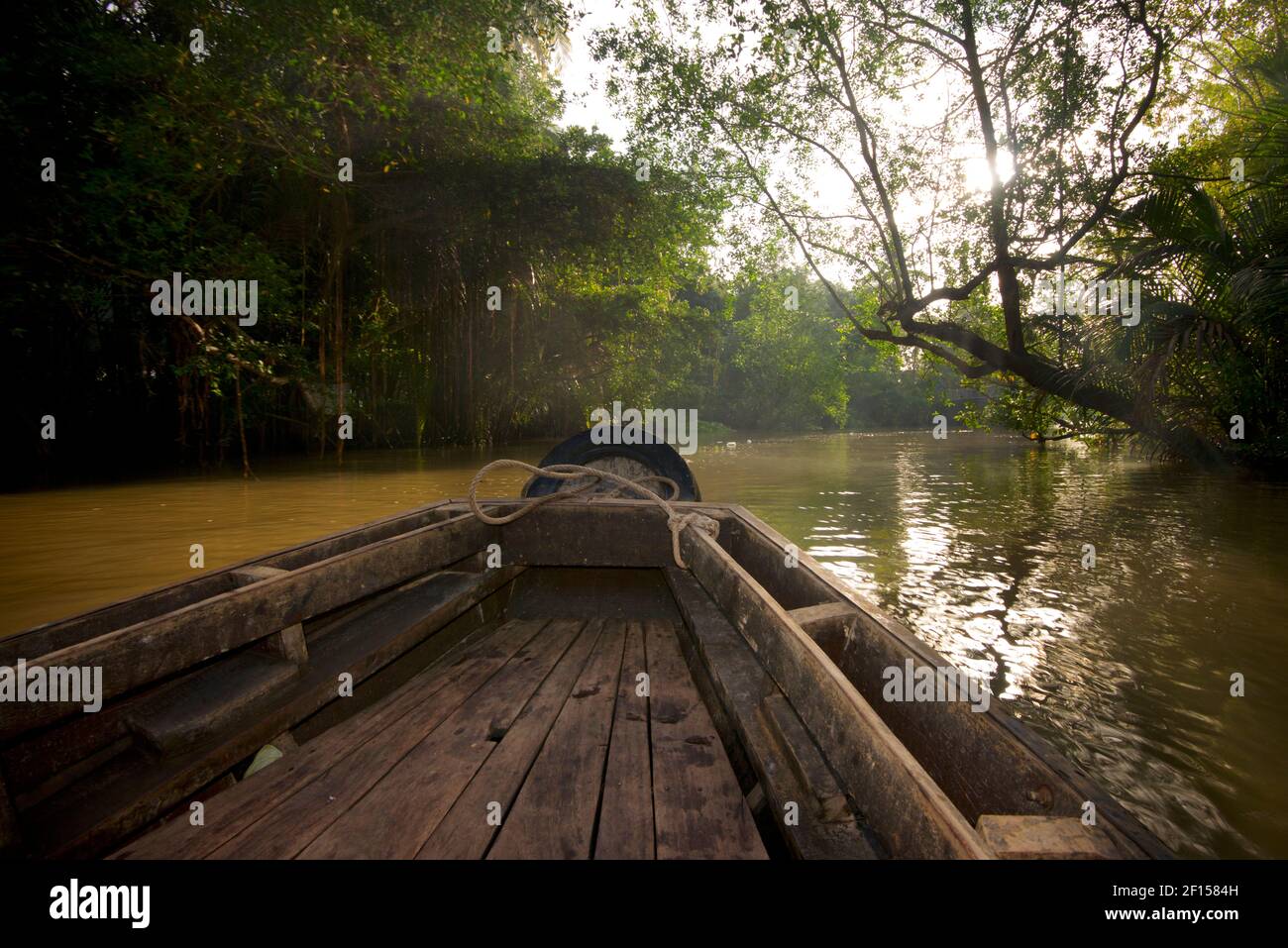 Canale fluviale vicino a Can Tho, Delta del Mekong, Vietnam Foto Stock