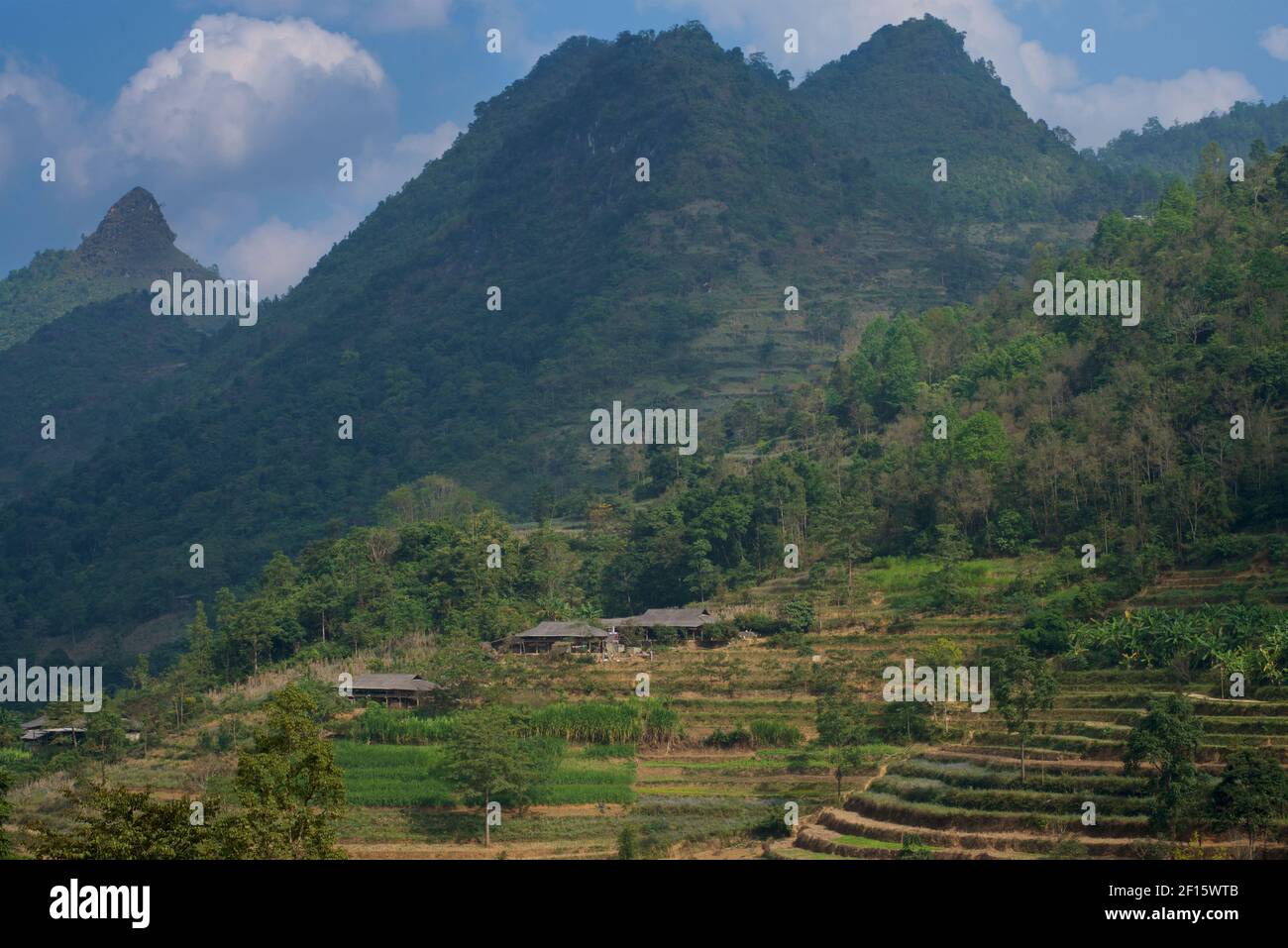 Paesaggio intorno può cau, vicino a Bac ha .Lao Cai Provincia, Vietnam Foto Stock