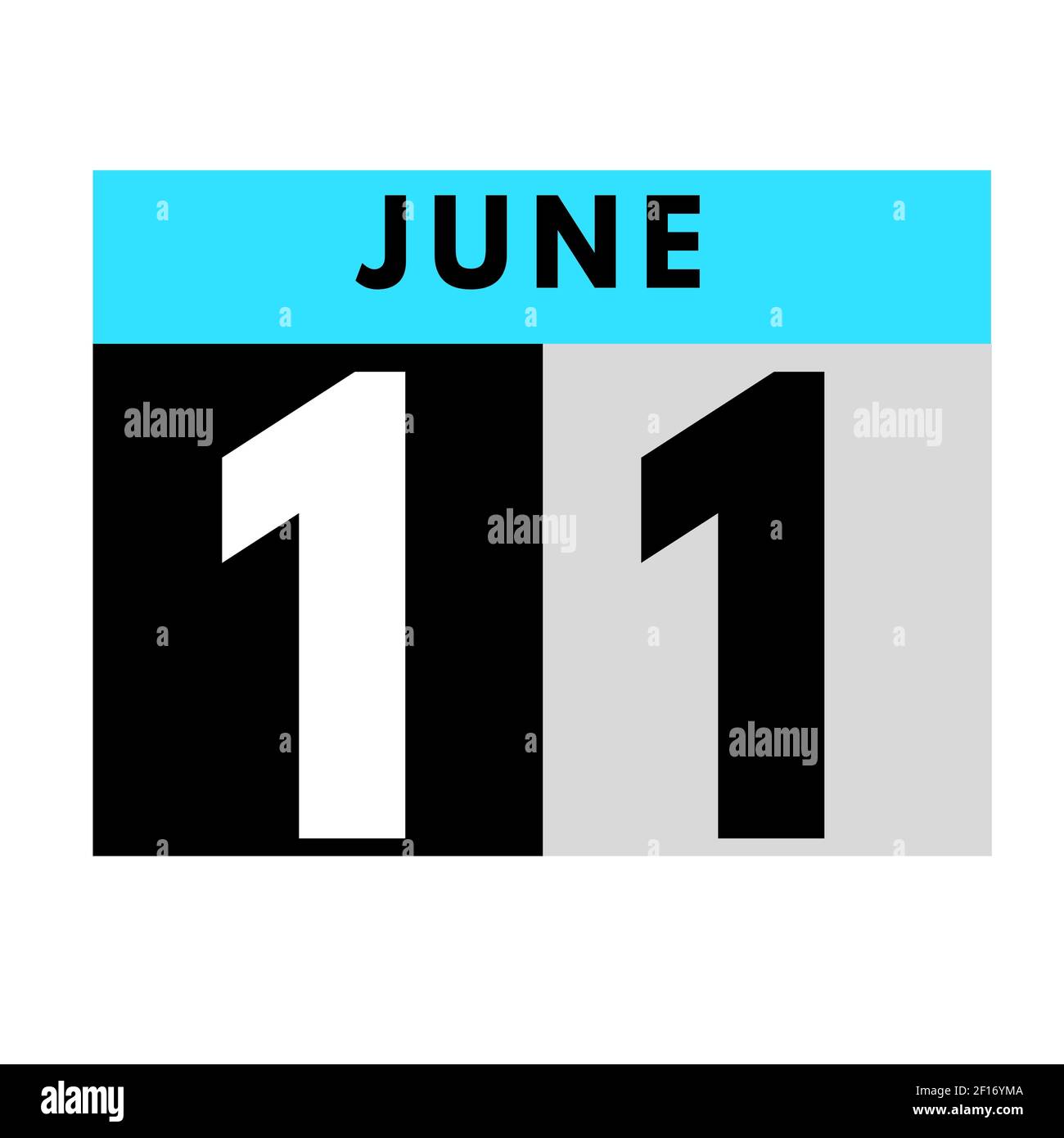 Giugno 11 . icona calendario giornaliero flat .date ,giorno, mese .calendario per il mese di giugno Foto Stock