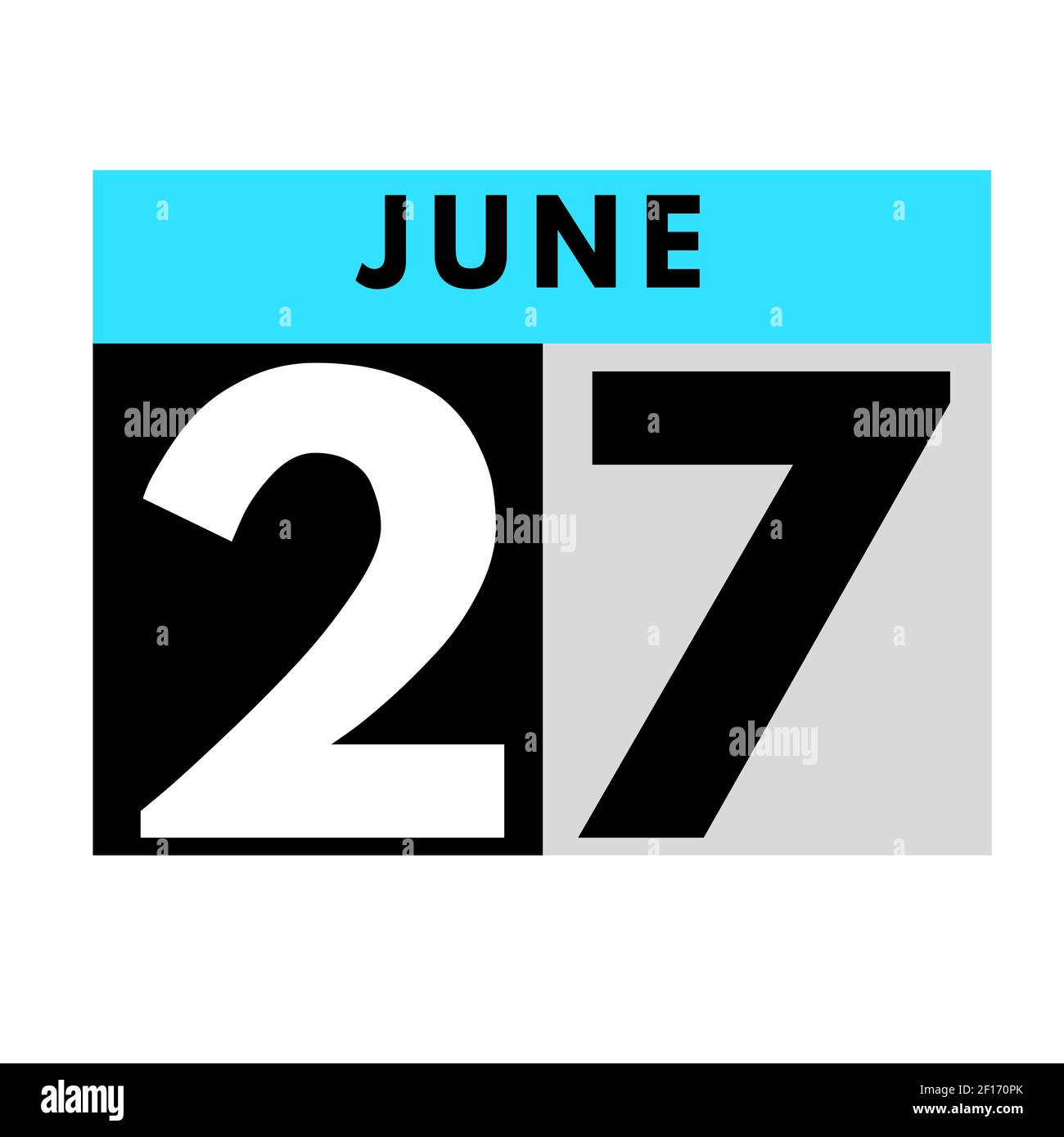 Giugno 27 . icona calendario giornaliero flat .date ,giorno, mese .calendario per il mese di giugno Foto Stock