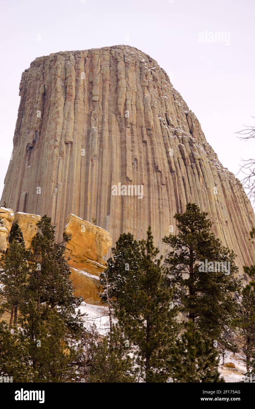 Un inverno freddo monumento nel nord Stato del Wyoming Foto Stock