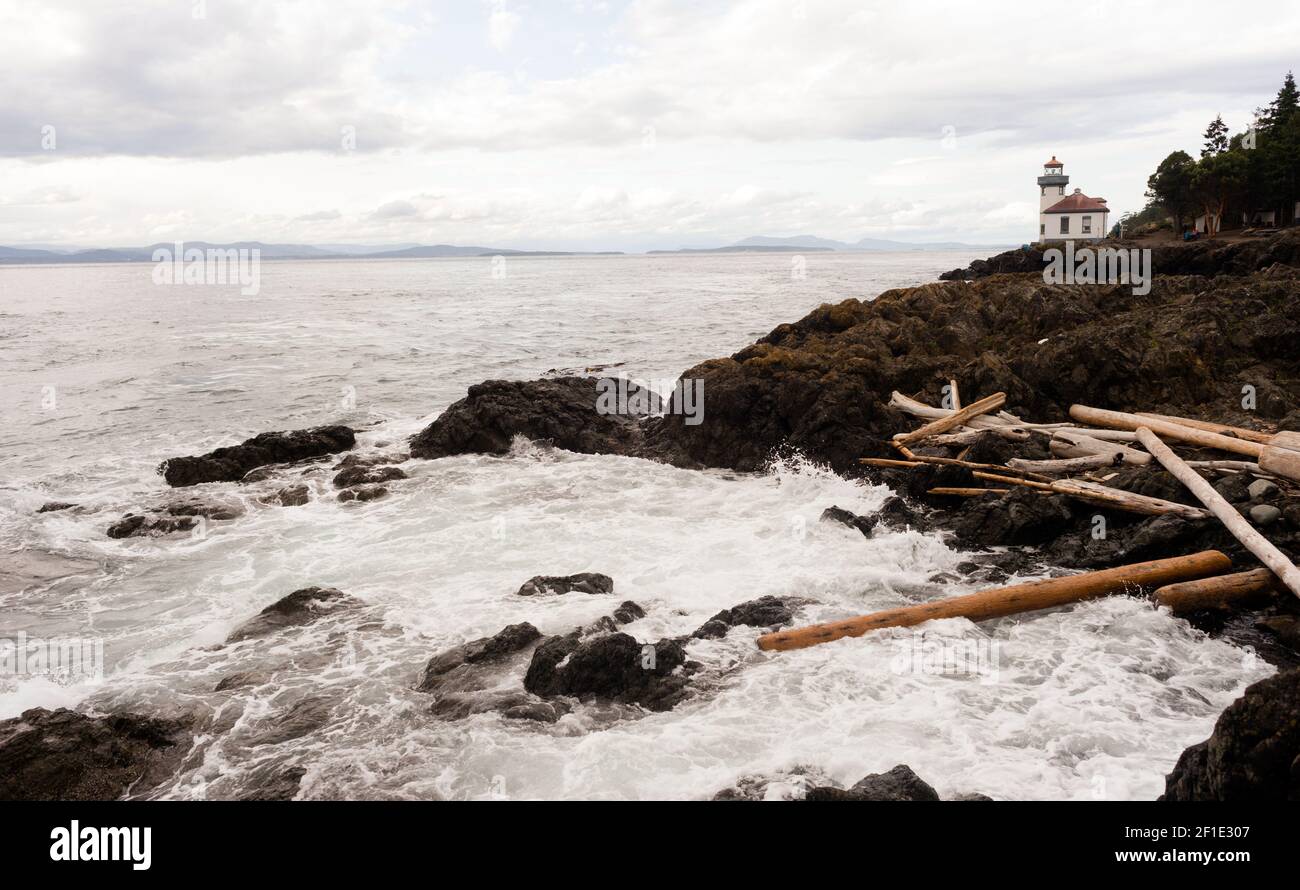 Fornace di calce Point Lighthouse San Juan Islands Puget Sound Washington Foto Stock