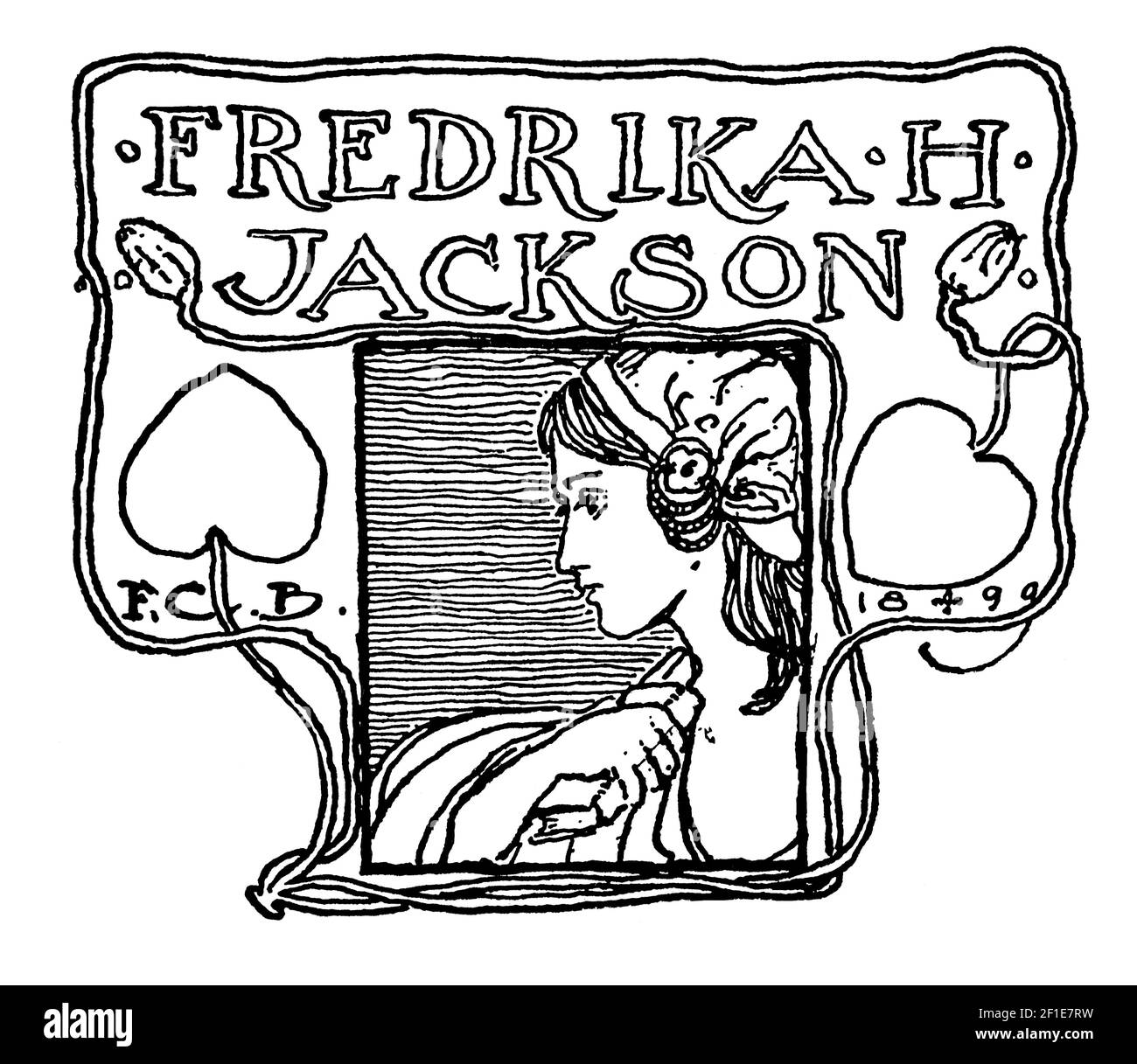Semplice libreria in stile art nouveau disegnata a mano progettata nel 1899 per Fredrika H Jackson dall'architetto americano Frank Chouteau Brown di Boston Mass. Foto Stock Semplice libreria in stile art nouveau disegnata a mano progettata nel 1899 per Fredrika H Jackson dall'architetto americano Frank Chouteau Brown di Boston Mass. Foto Stock