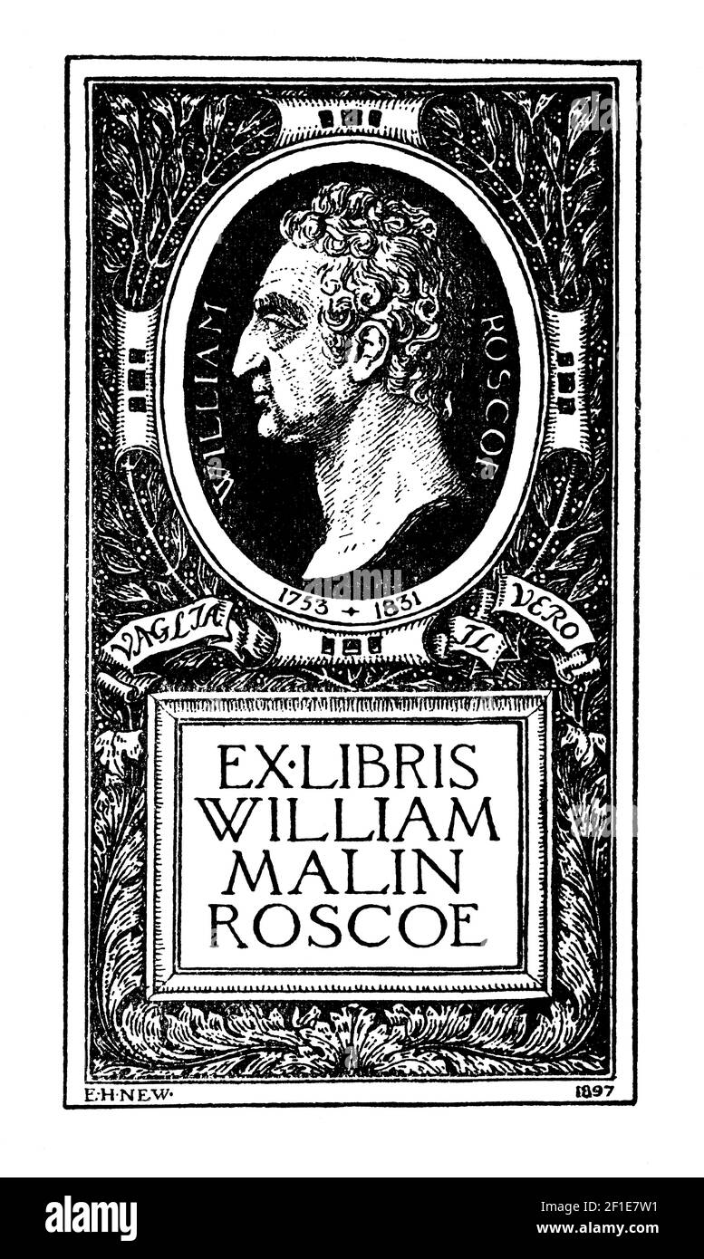 Libro classico per l'autore e poeta William Malin Roscoe (1753-1831) Progettato nel 1897 dall'illustratore del libro inglese Edmund Hort New Foto Stock