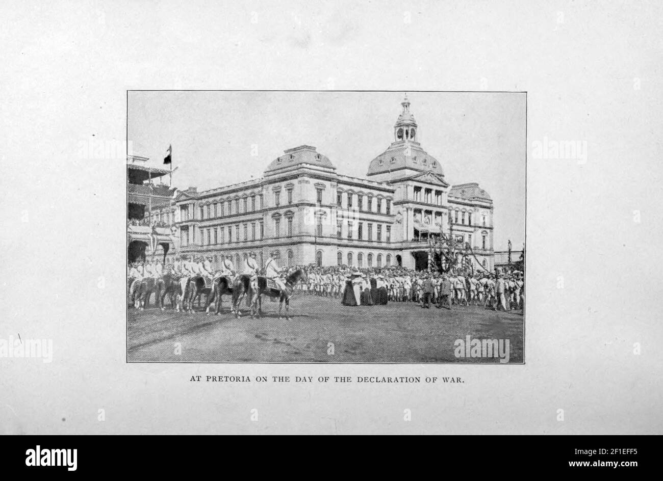 Pretoria nel giorno della Dichiarazione di guerra del libro ' Boer and Bridisher in Sudafrica; Una storia della guerra boera-britannica e delle guerre per il Sud Africa Unito, insieme alle biografie dei grandi uomini che hanno fatto la storia del Sud Africa ' da Neville, John Ormond pubblicato da Thompson & Thomas, Chicago, USA nel 1900 Foto Stock