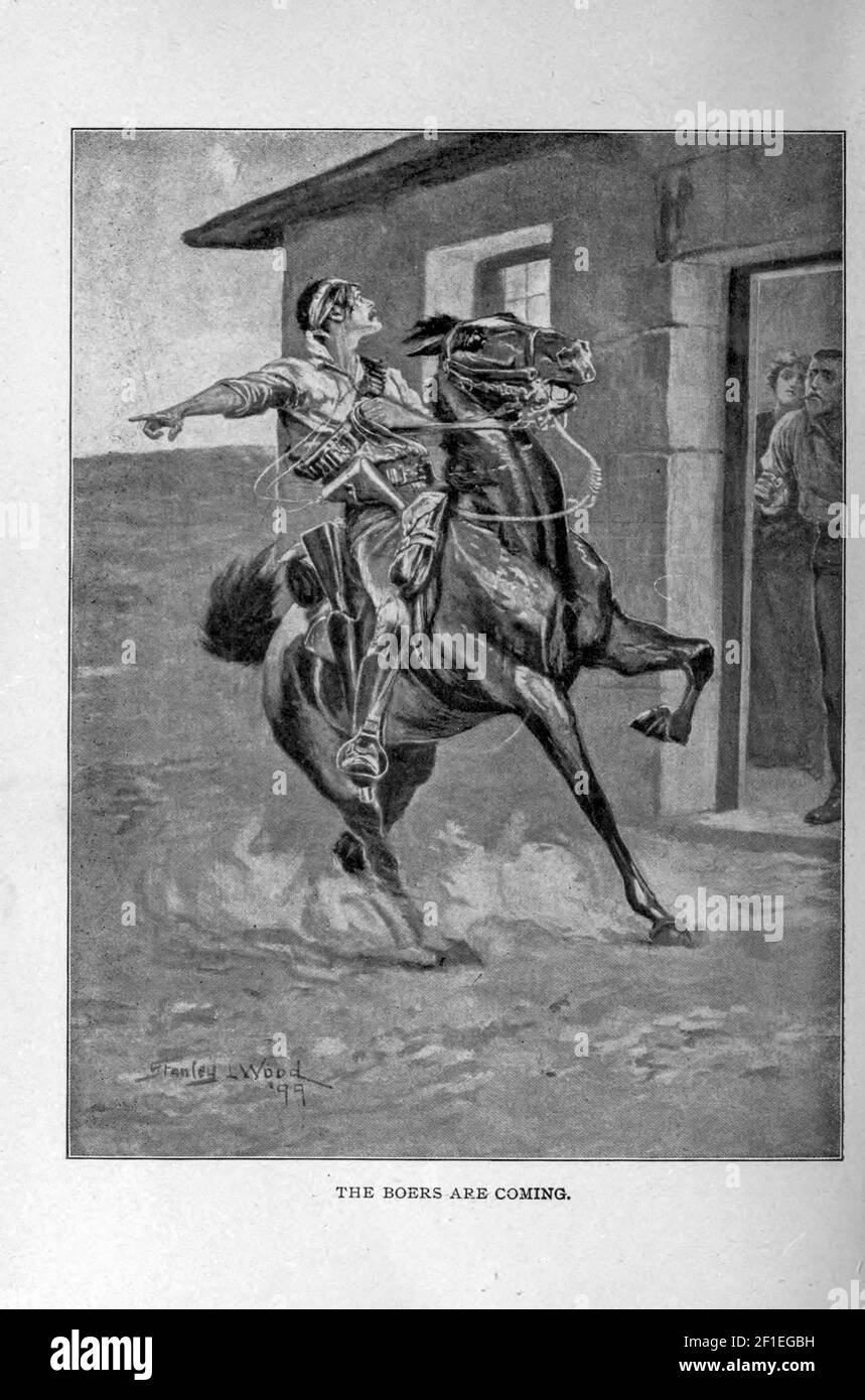 I Boers provengono dal libro ' Boer and Bridisher in Sud Africa; Una storia della guerra boera-britannica e delle guerre per il Sud Africa Unito, insieme alle biografie dei grandi uomini che hanno fatto la storia del Sud Africa ' da Neville, John Ormond pubblicato da Thompson & Thomas, Chicago, USA nel 1900 Foto Stock