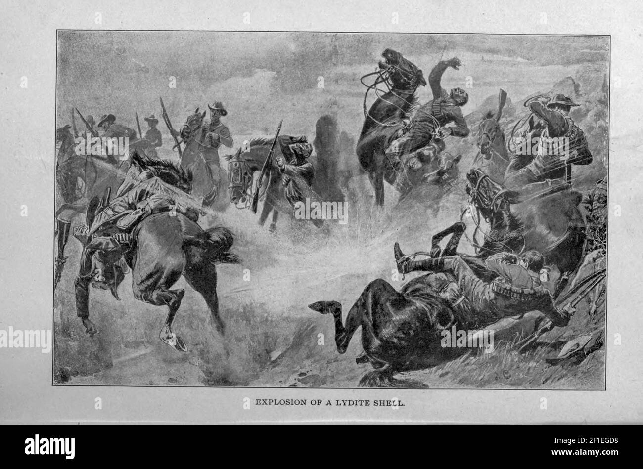 Lydddite Shell [qui come Lydite] dal libro ' Boer and Bridisher in Sud Africa; Una storia della guerra boera-britannica e delle guerre per il Sud Africa Unito, insieme alle biografie dei grandi uomini che hanno fatto la storia del Sud Africa ' da Neville, John Ormond pubblicato da Thompson & Thomas, Chicago, USA nel 1900 Foto Stock