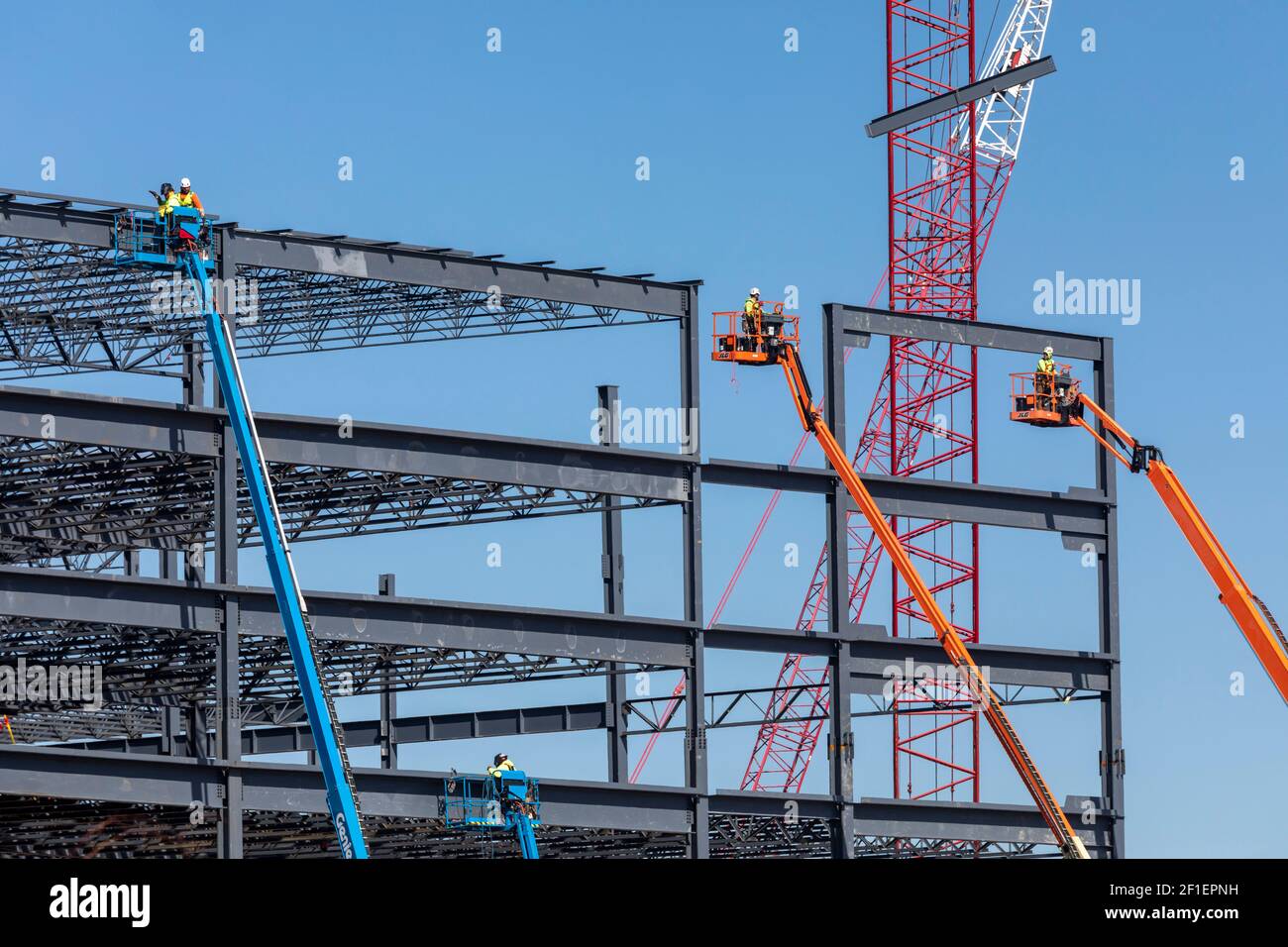 Detroit, Michigan - costruzione di un centro di distribuzione da 400 milioni di dollari Amazon.com sul sito dell'ex zona fieristica dello stato del Michigan. Sarà il Foto Stock