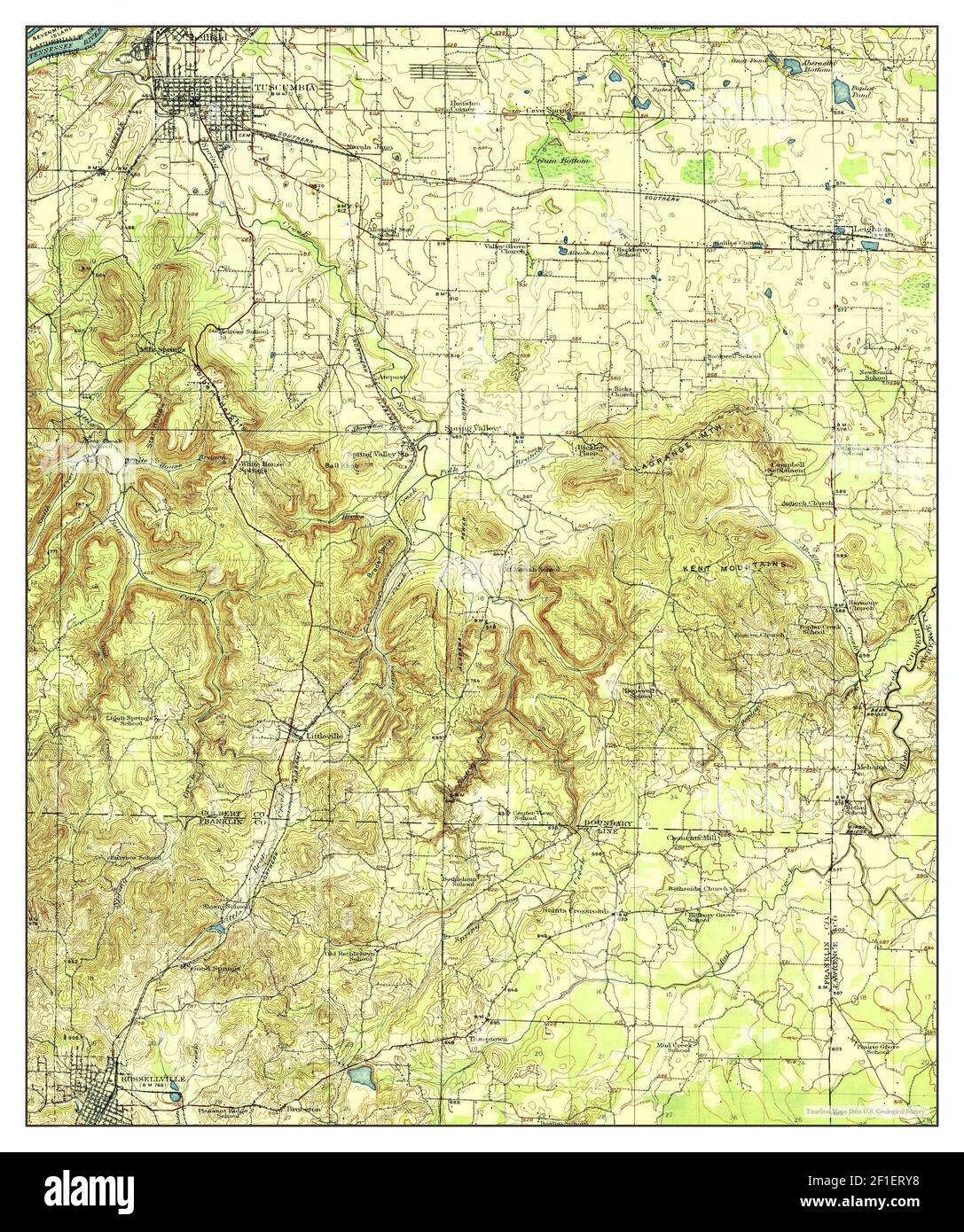 Tuscumbia, Alabama, mappa 1926, 1:62500, Stati Uniti d'America da Timeless Maps, dati U.S. Geological Survey Foto Stock