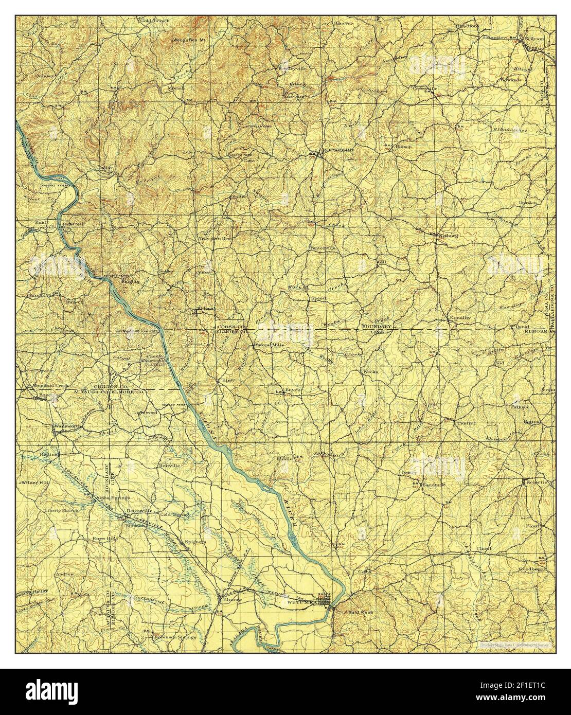 Wetumpka, Alabama, map 1903, 1:125000, United States of America by Timeless Maps, data U.S. Geological Survey Foto Stock