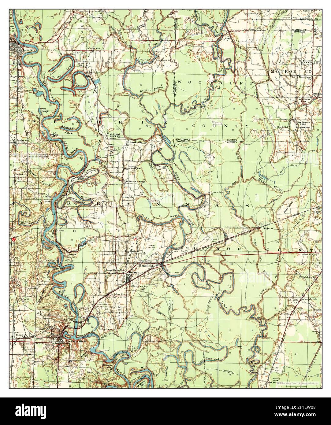 De Valls Bluff, Arkansas, map 1941, 1:62500, United States of America by Timeless Maps, data U.S. Geological Survey Foto Stock