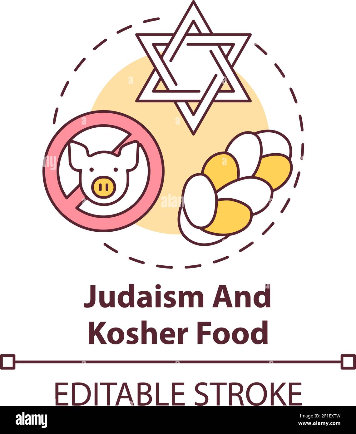 Icona del concetto di cibo del giudaismo e del kosher Illustrazione Vettoriale
