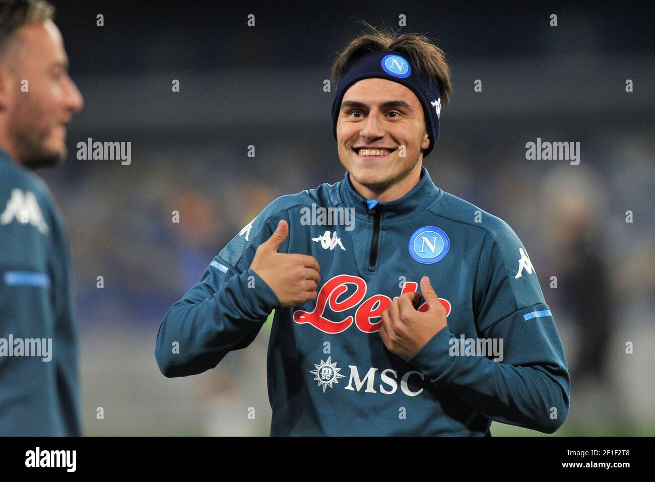 Eljif Elmas giocatore di Napoli, durante la semifinale della Coppa Italia  tra Napoli e Atalanta risultato finale 0-0, partita giocata al Diego Ar  Foto stock - Alamy