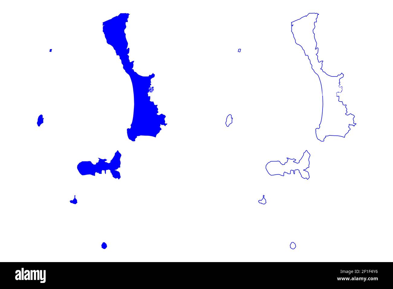Provincia di Livorno (Italia, Repubblica Italiana, Regione Toscana o Toscana, Arcipelago Toscano, Elba e Capraia) mappa illustrazione vettoriale, schizzo P Illustrazione Vettoriale
