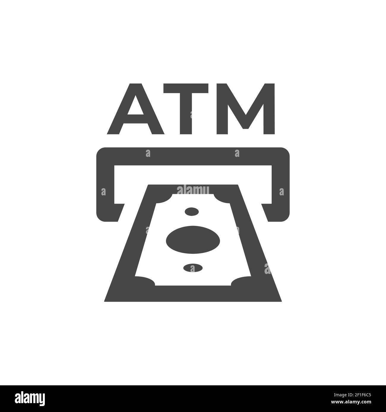 ATM con icona vettore di banconote. Simbolo semplice della cassa. Illustrazione Vettoriale