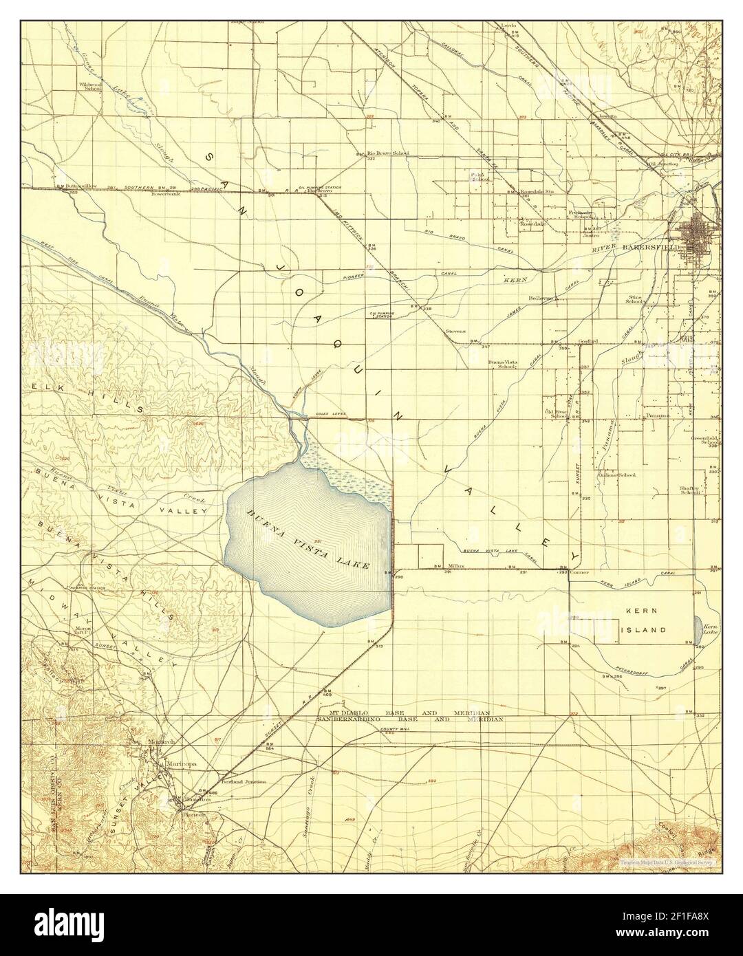 Buena Vista Lake, California, mappa 1912, 1:125000, Stati Uniti d'America da Timeless Maps, dati U.S. Geological Survey Foto Stock