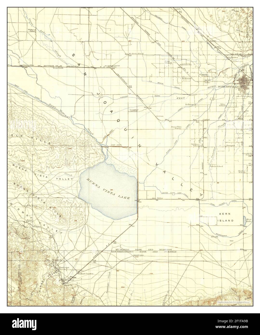 Buena Vista Lake, California, mappa 1912, 1:125000, Stati Uniti d'America da Timeless Maps, dati U.S. Geological Survey Foto Stock
