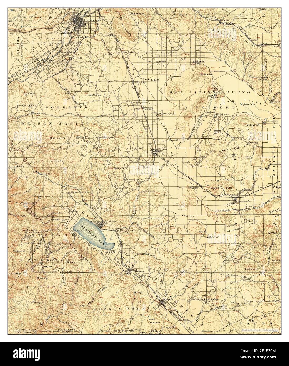 Elsinore, California, mappa 1901, 1:125000, Stati Uniti d'America da Timeless Maps, dati U.S. Geological Survey Foto Stock