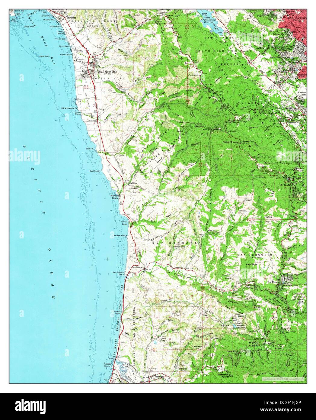 Half Moon Bay, California, mappa 1961, 1:62500, Stati Uniti d'America da Timeless Maps, dati U.S. Geological Survey Foto Stock