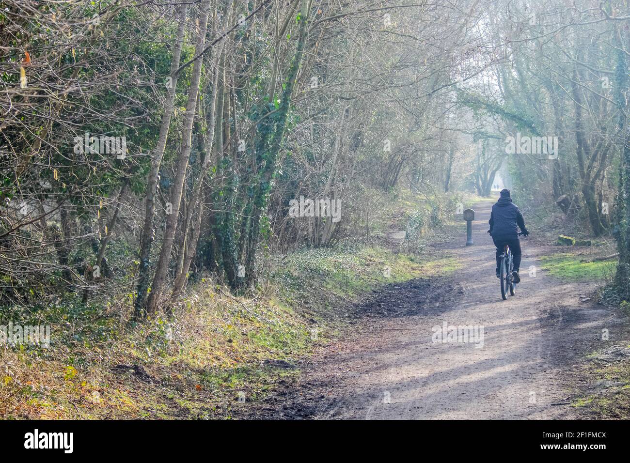 Lo Ystwyth Trail, un 21 miglia, 34 km, percorso multiuso, utilizzato, da cani escursionisti, escursionisti, escursionisti, ciclisti, joggers, e parte cavallo briddway, per i cavalieri. L'ex linea di sentiero collega la città costiera studentesca di Aberystwyth, ON, Cardigan Bay, a Tregaron, entrambi, in Ceredigion. Il sentiero è prevalentemente lungo il fiume Ystwtyh. Fotografia scattata tra il villaggio di Llanilar e Transgoed,rurale,campagna,scenario,Ceredigon,Galles,Galles,UK,GB, Foto Stock