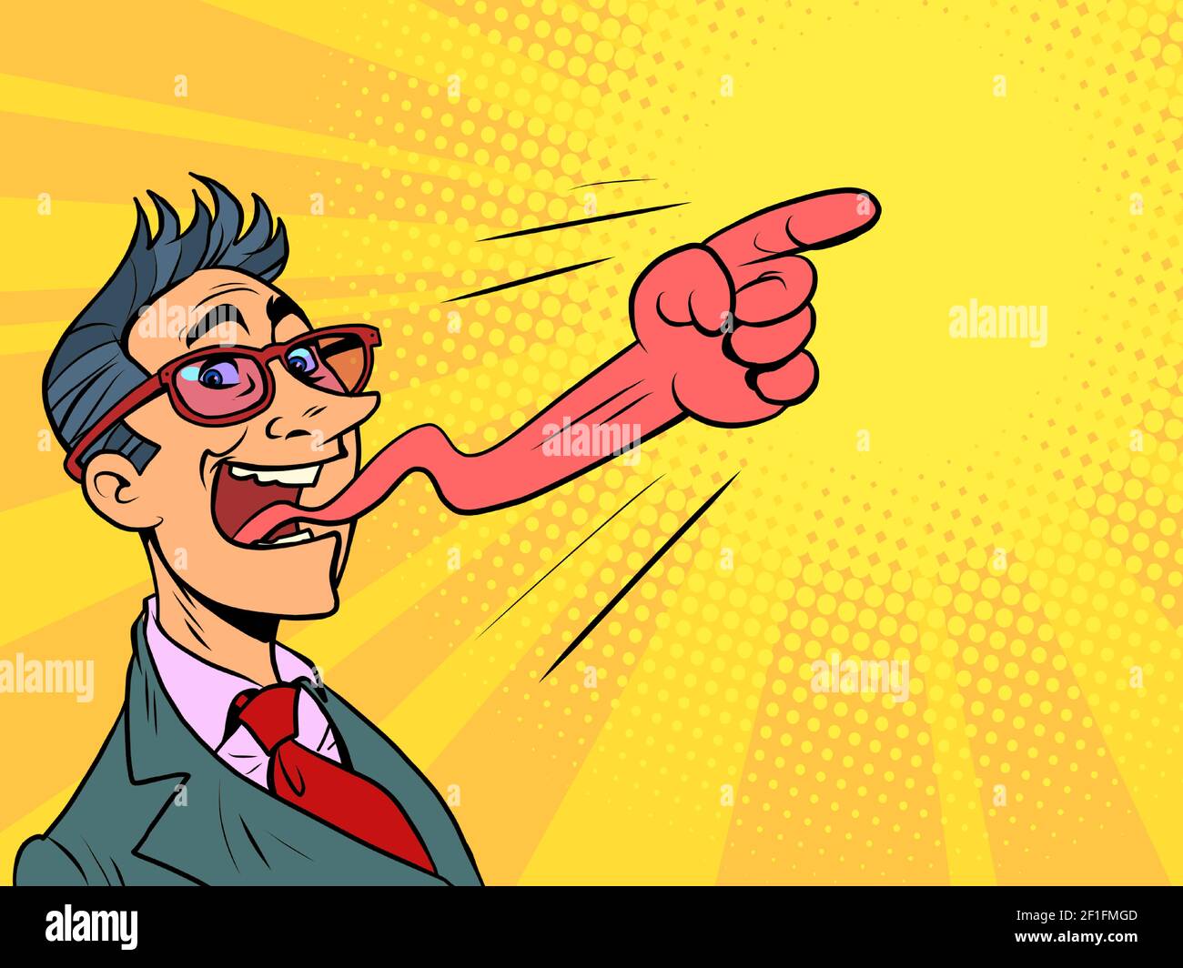 businessman lingua bocca gesto puntatore dito Illustrazione Vettoriale