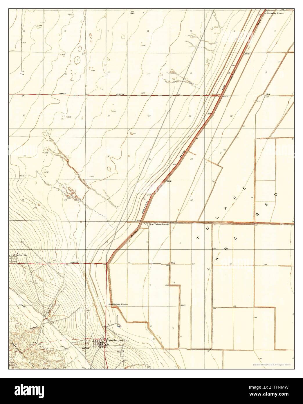 Kettleman City, California, map 1937, 1:31680, United States of America by Timeless Maps, data U.S. Geological Survey Foto Stock