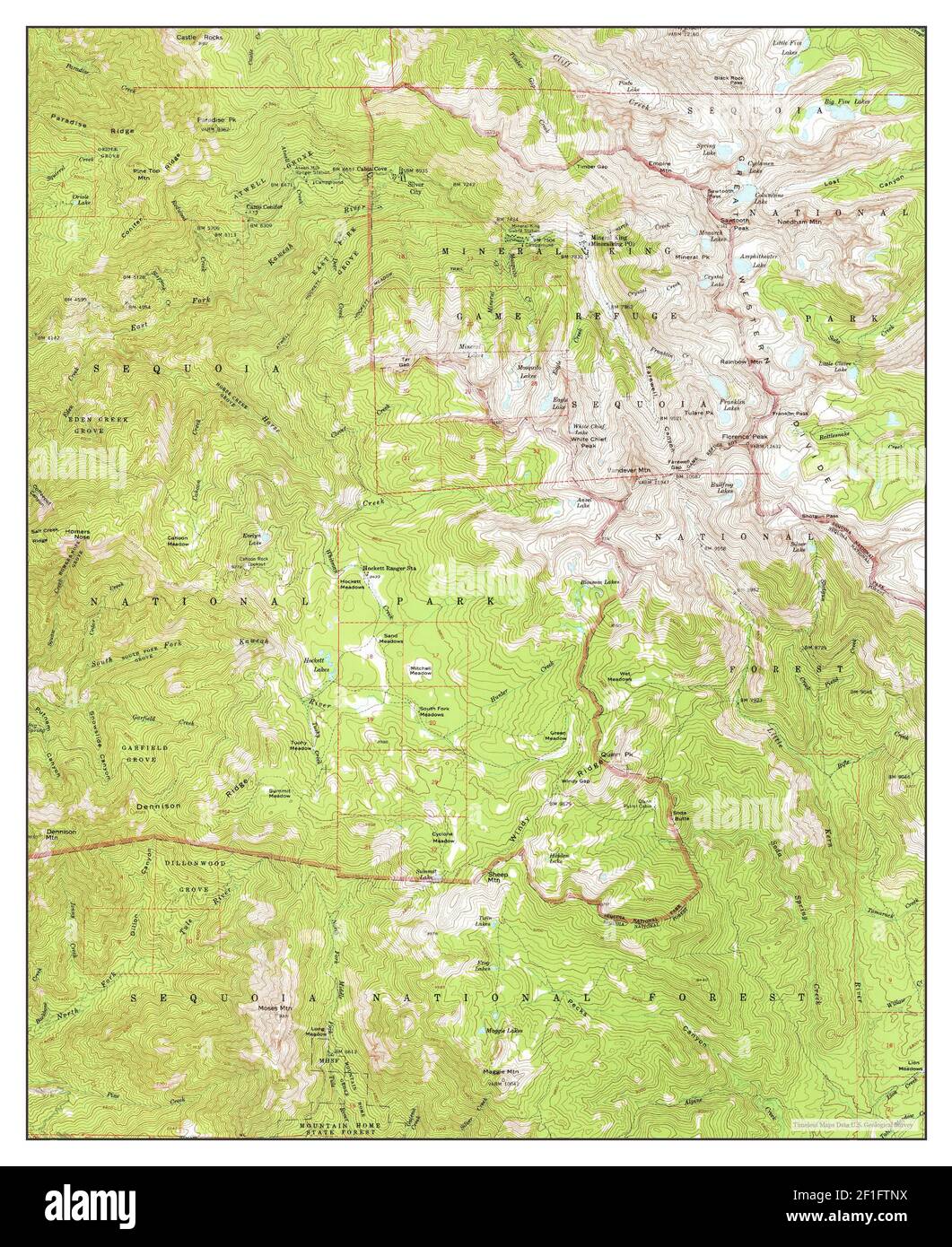 Mineral King, California, mappa 1967, 1:62500, Stati Uniti d'America da Timeless Maps, dati U.S. Geological Survey Foto Stock