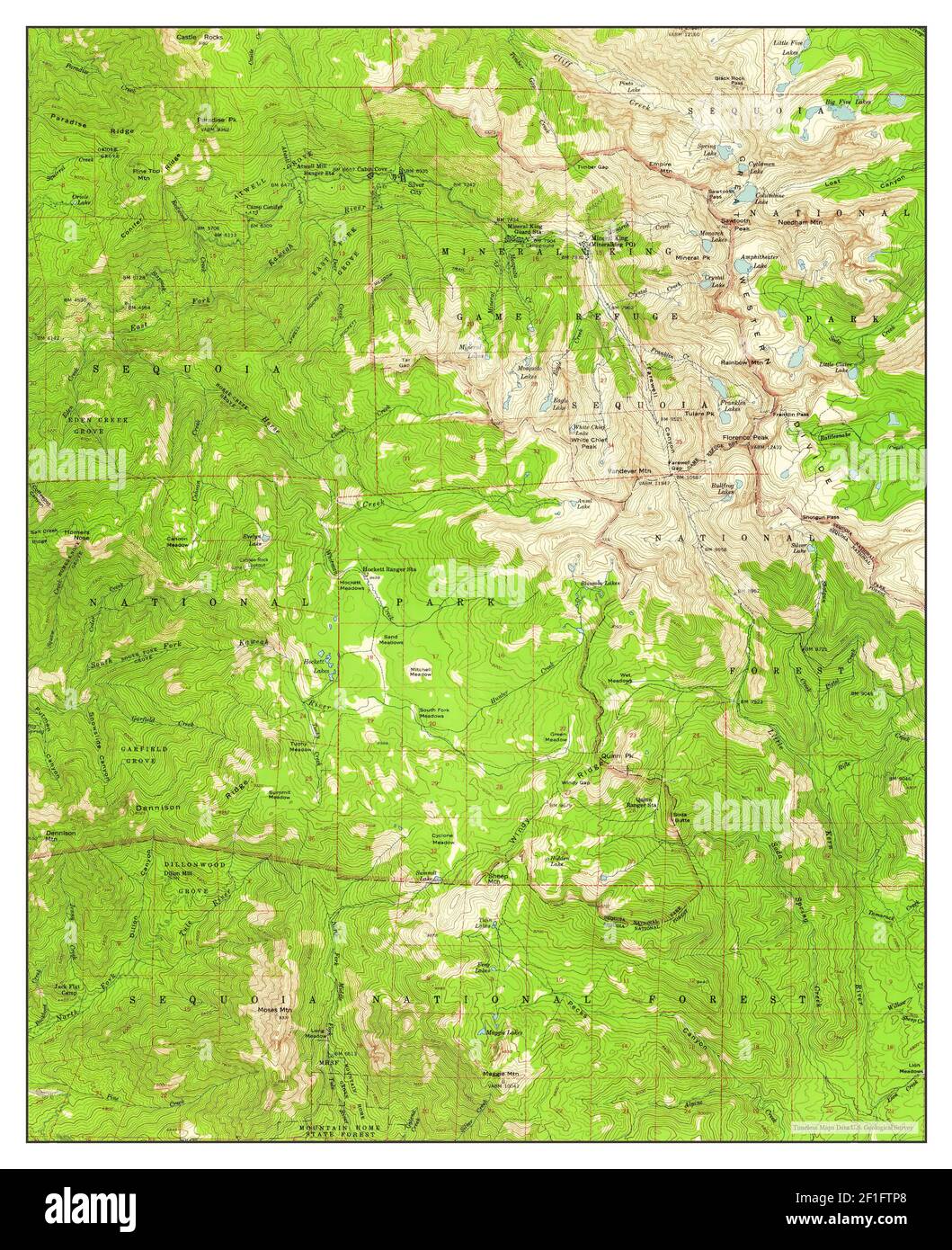 Mineral King, California, mappa 1956, 1:62500, Stati Uniti d'America da Timeless Maps, dati U.S. Geological Survey Foto Stock