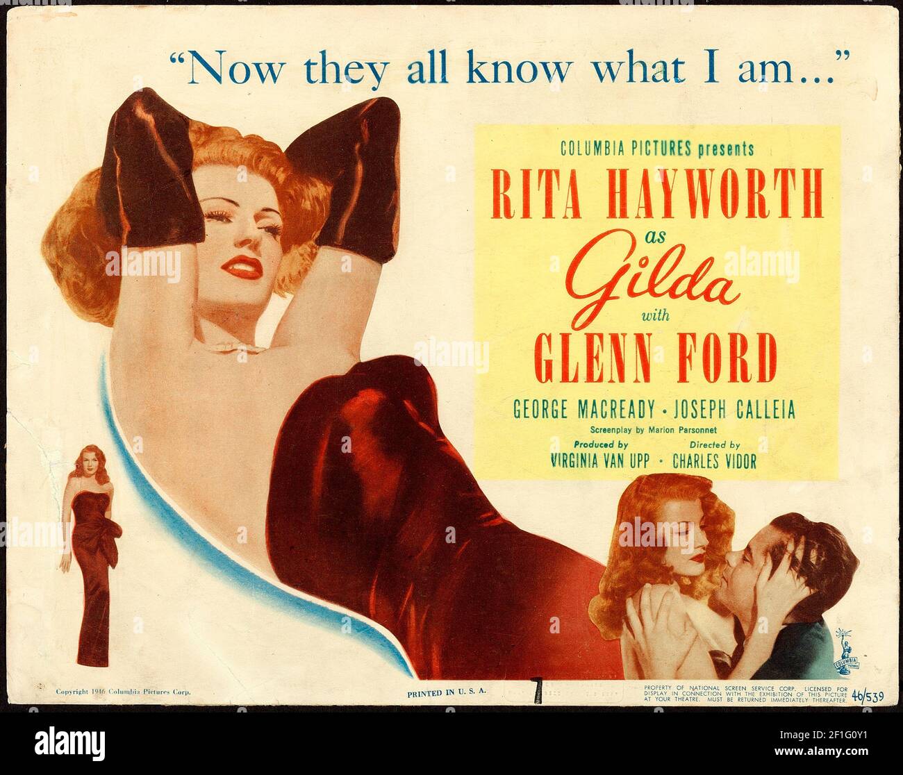 Gilda, 1946. Poster del film classico, vecchio e vintage. Foto Stock