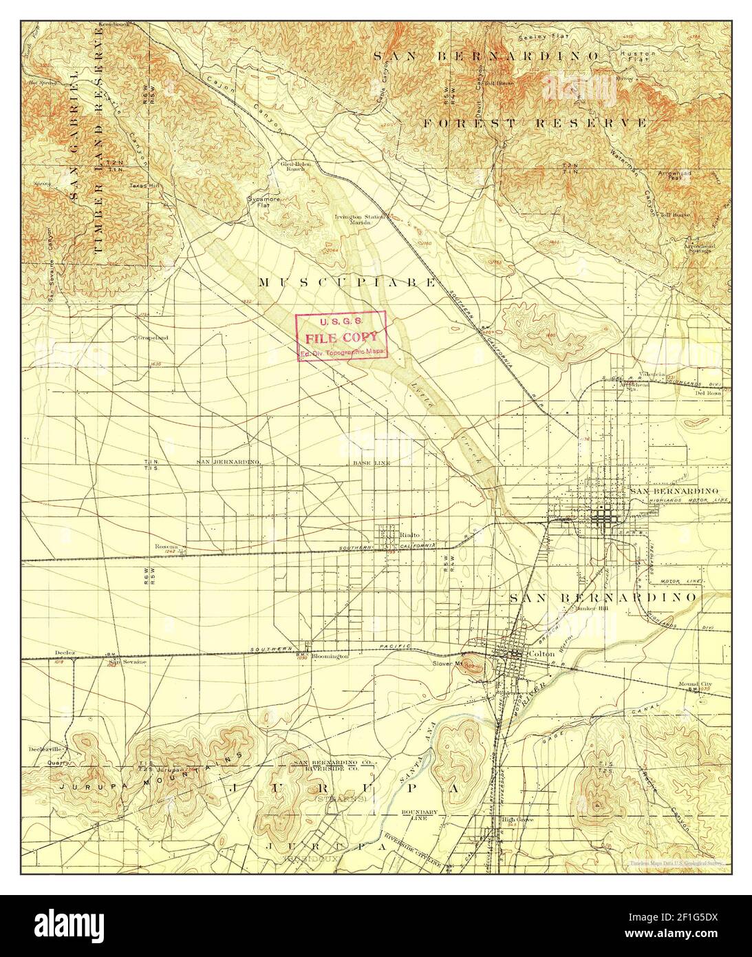 San Bernardino, California, map 1901, 1:62500, United States of America by Timeless Maps, data U.S. Geological Survey Foto Stock