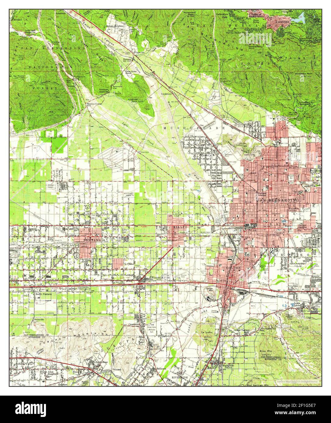 San Bernardino, California, map 1954, 1:62500, United States of America by Timeless Maps, data U.S. Geological Survey Foto Stock