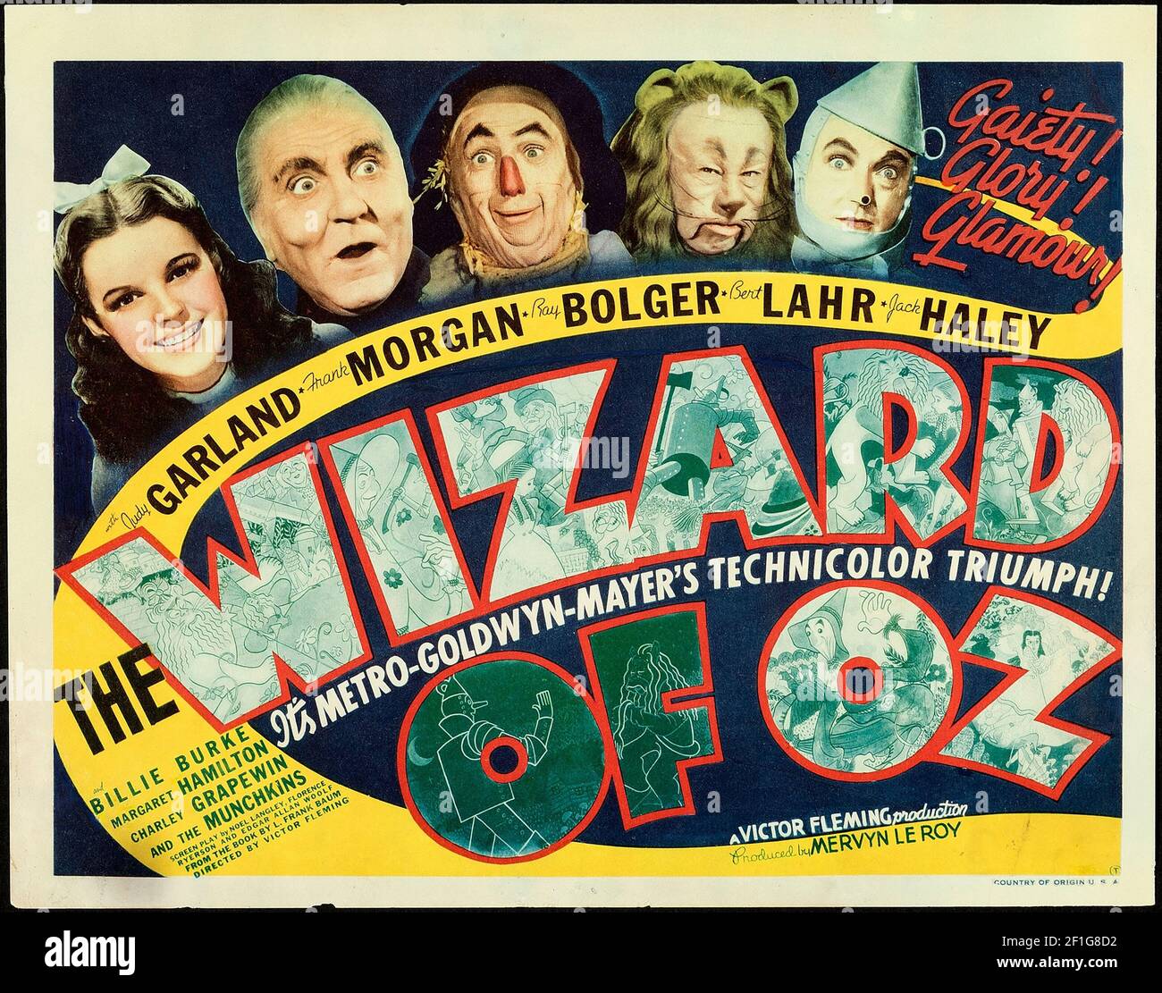 Il mago di Oz. Fat. Judy Garland. Poster del film vecchio e vintage. 1939. Foto Stock