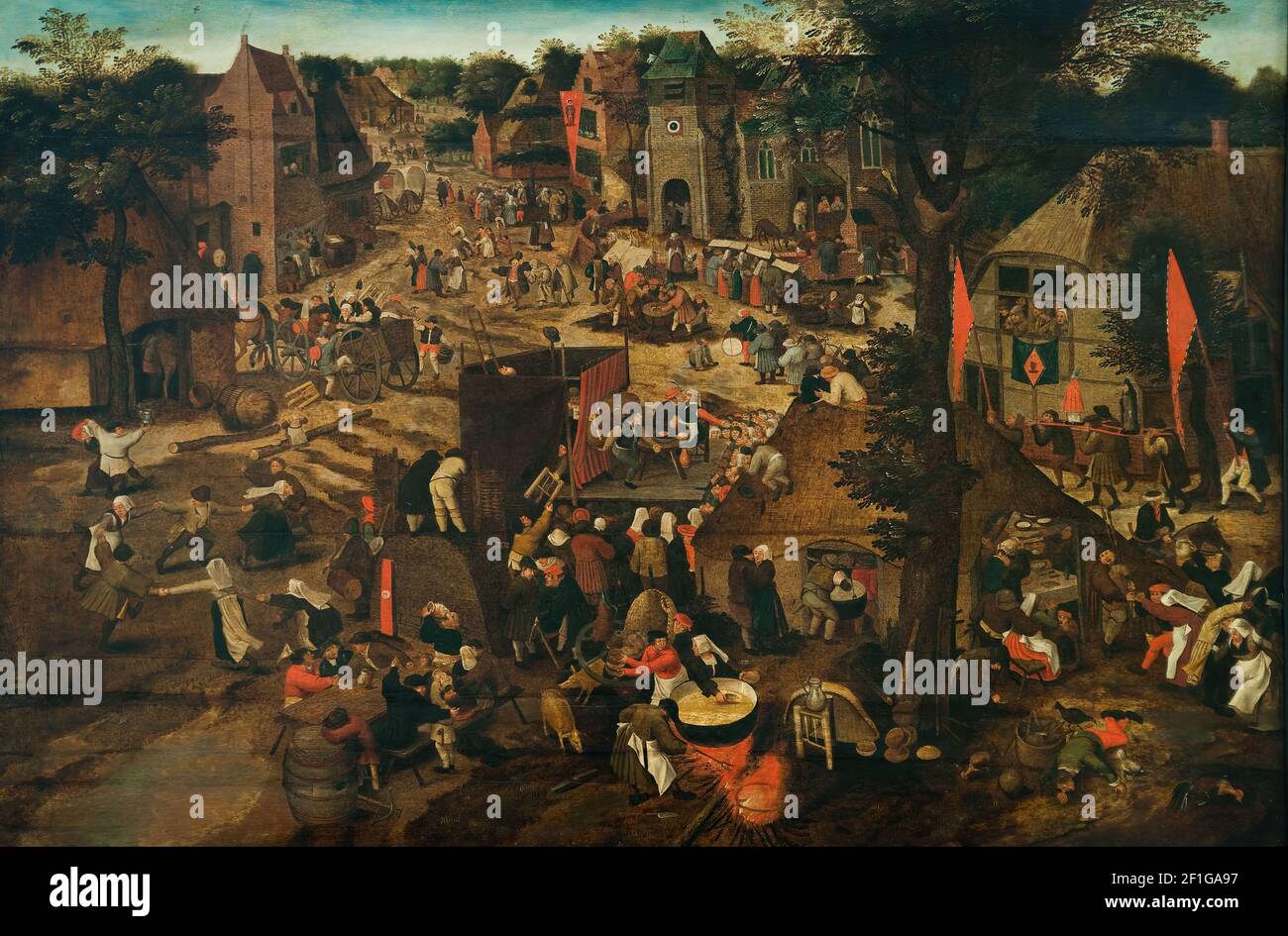 Pieter Brueghel II (il giovane) - una Fiera del Villaggio (Festa del villaggio in onore di Saint Hubert e Sant'Antonio) Foto Stock