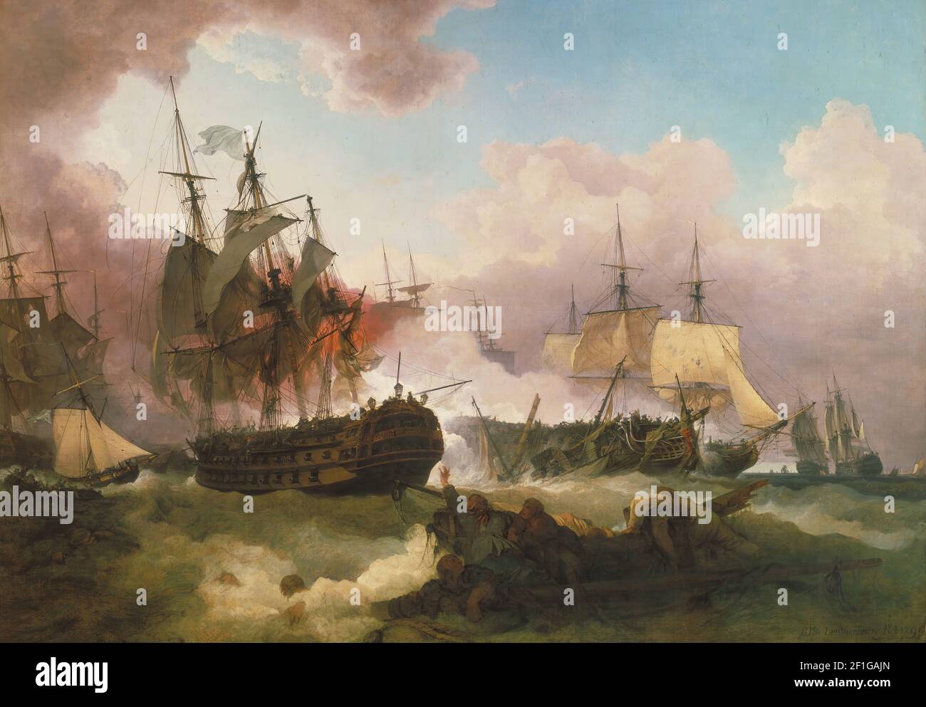 Phillip James De Loutherbourg - la battaglia di Camperdown Foto Stock