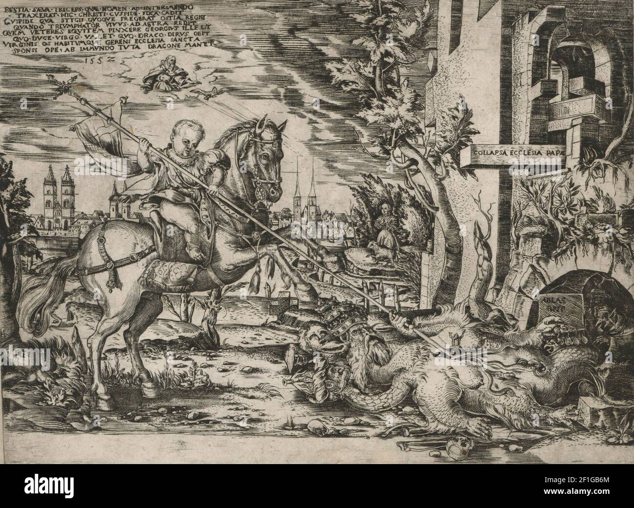 Peter Rodelstedt - Allegorie auf die katholische Kirche (1552) Foto Stock