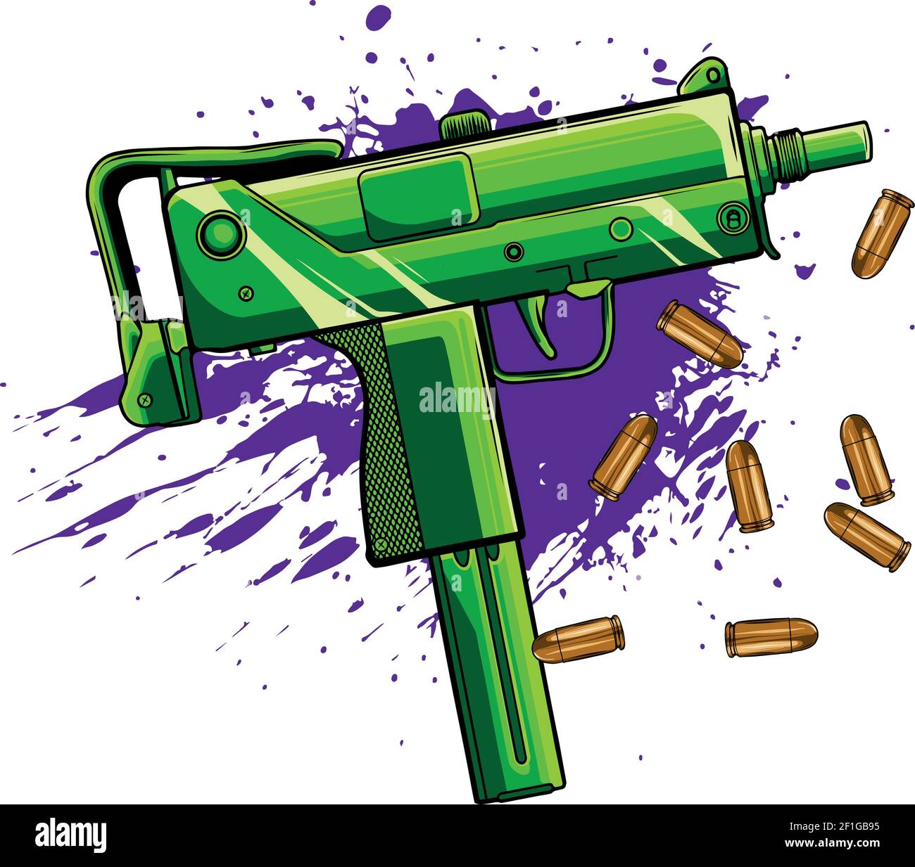 esercito uzi arma con proiettili e sangue Illustrazione Vettoriale