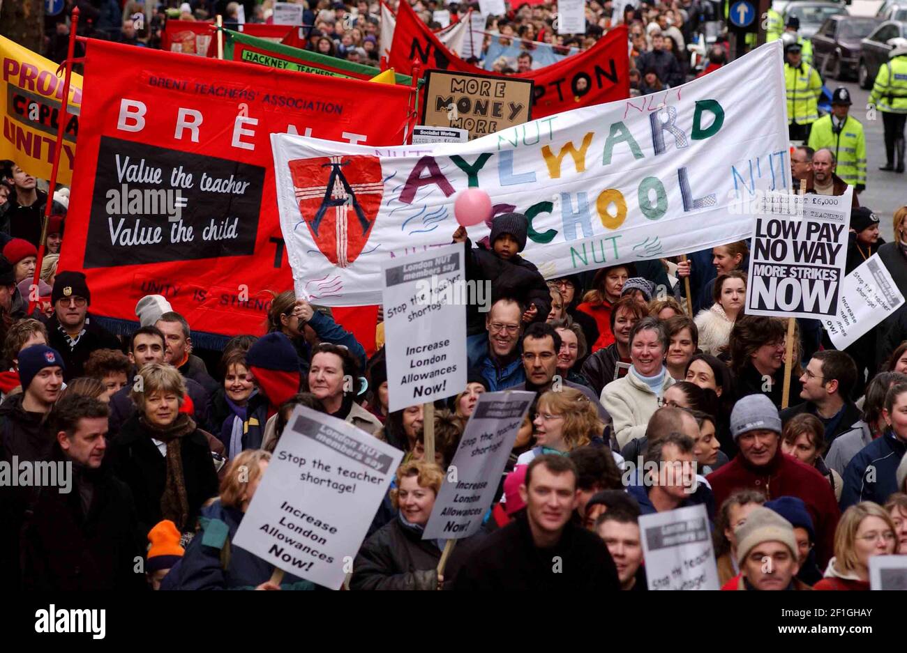 Insegnanti di Londra per protesta nel centro di Londra oggi in merito A pagamento.14 Marzo 2002 foto Andy Paradise Foto Stock