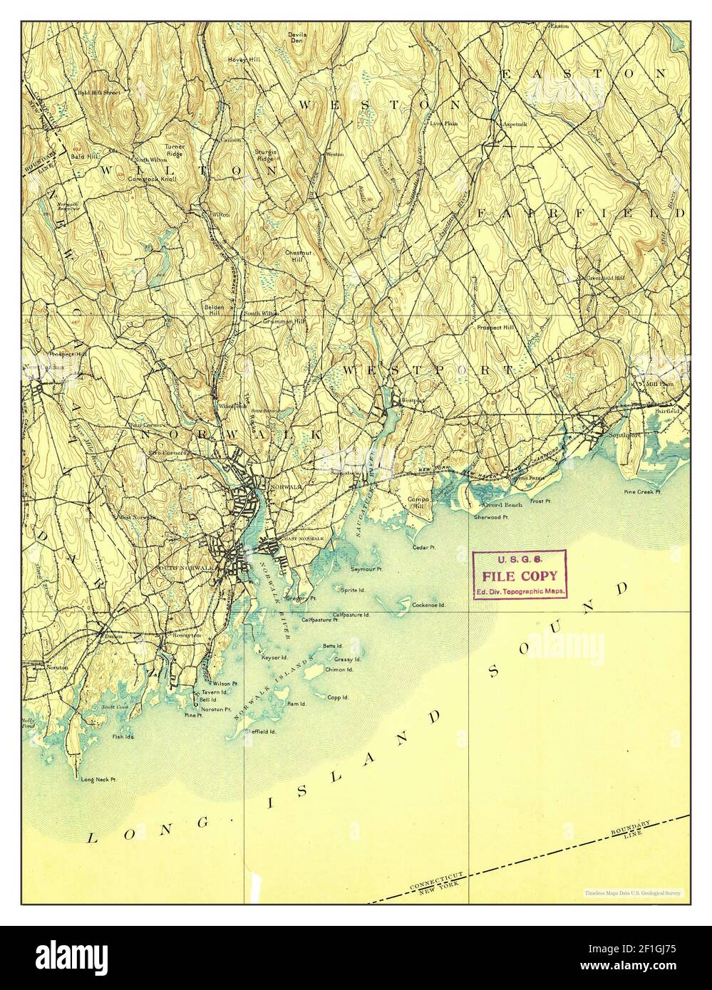 Norwalk, Connecticut, map 1893, 1:62500, United States of America by Timeless Maps, data U.S. Geological Survey Foto Stock