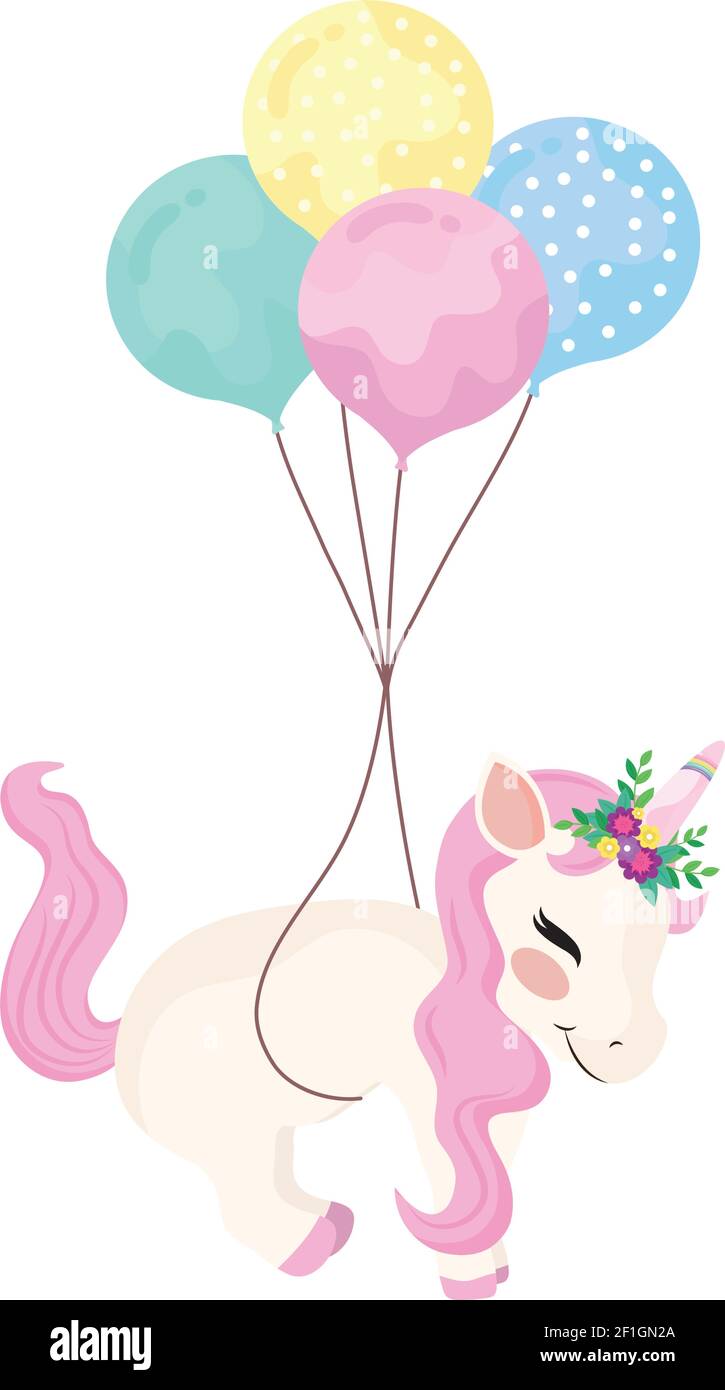 unicorno con palloncini Immagine e Vettoriale - Alamy