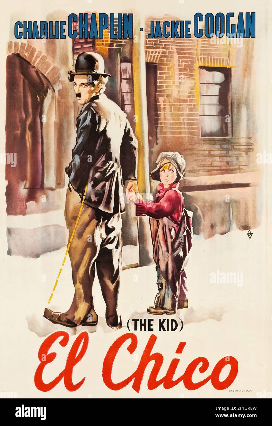 Charlie Chaplin, The Kid - 'El Chico' con Jackie Coogan, poster del film 1921 Foto Stock