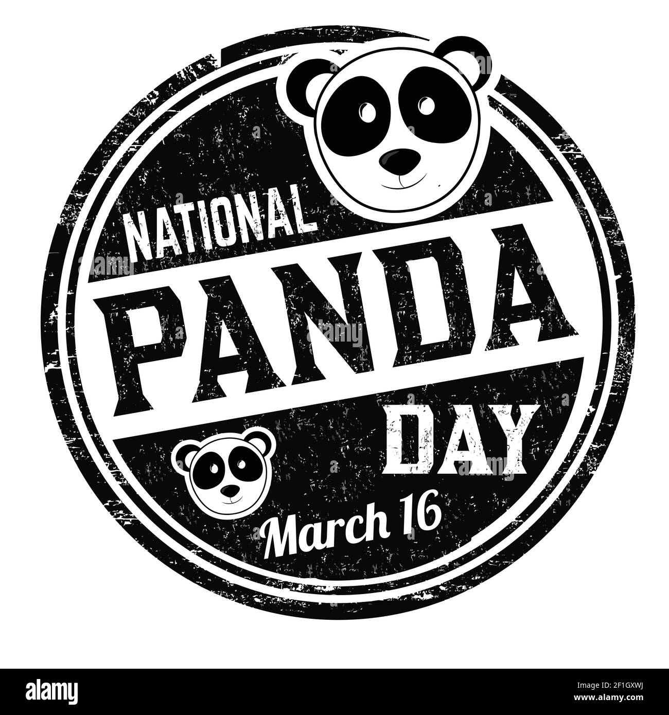 Nazionale panda giorno grunge timbro di gomma su sfondo bianco, illustrazione vettoriale Illustrazione Vettoriale