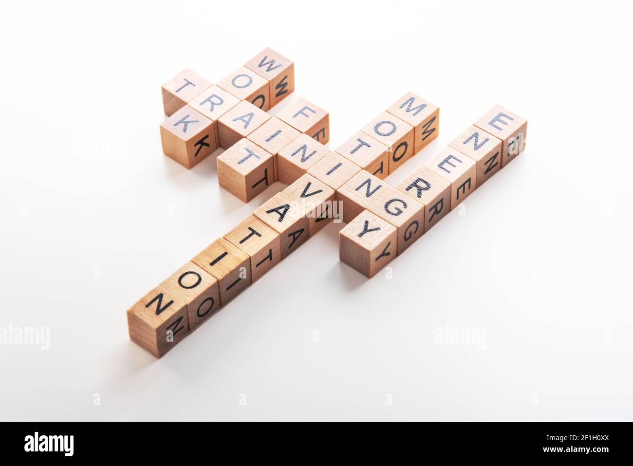 Blocchi di legno con la formazione di testo Foto Stock