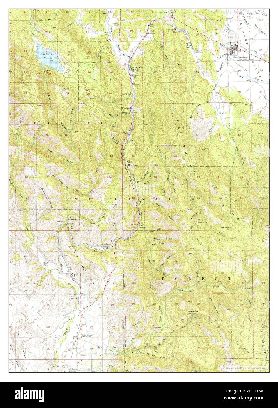 New Meadows, Idaho, map 1954, 1:62500, United States of America by Timeless Maps, data U.S. Geological Survey Foto Stock