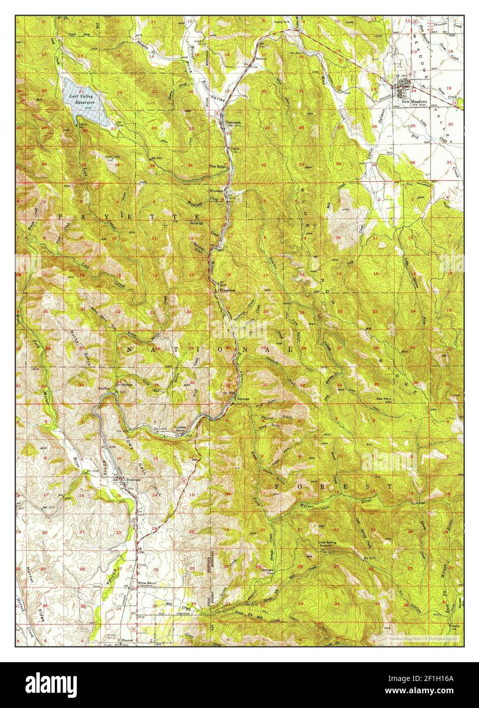 New Meadows, Idaho, map 1954, 1:62500, United States of America by Timeless Maps, data U.S. Geological Survey Foto Stock