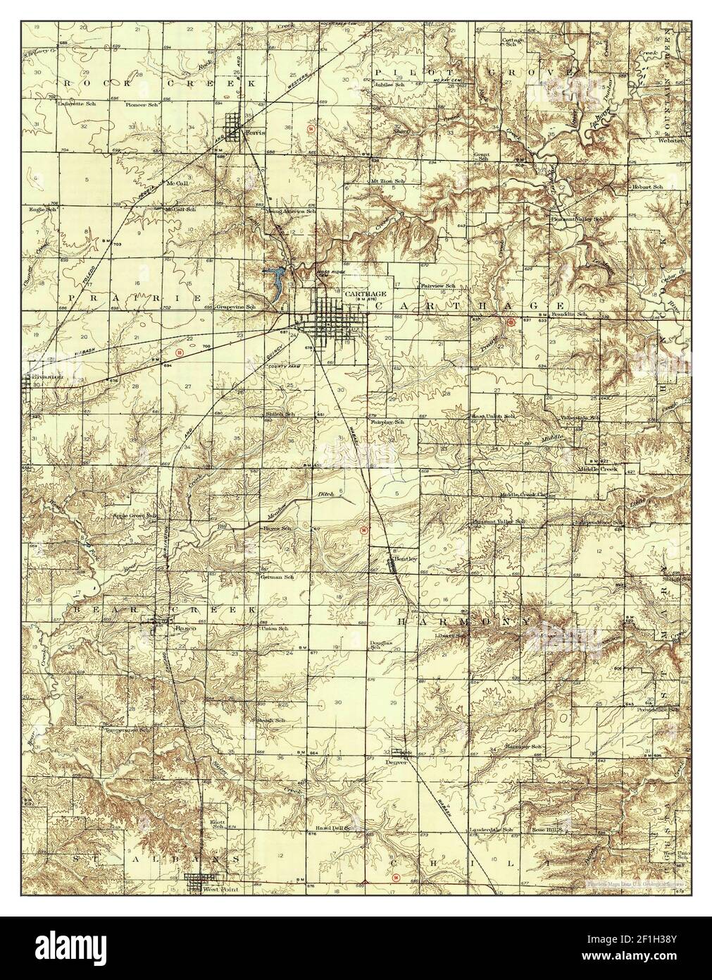 Carthage, Illinois, mappa 1937, 1:62500, Stati Uniti d'America da Timeless Maps, dati U.S. Geological Survey Foto Stock