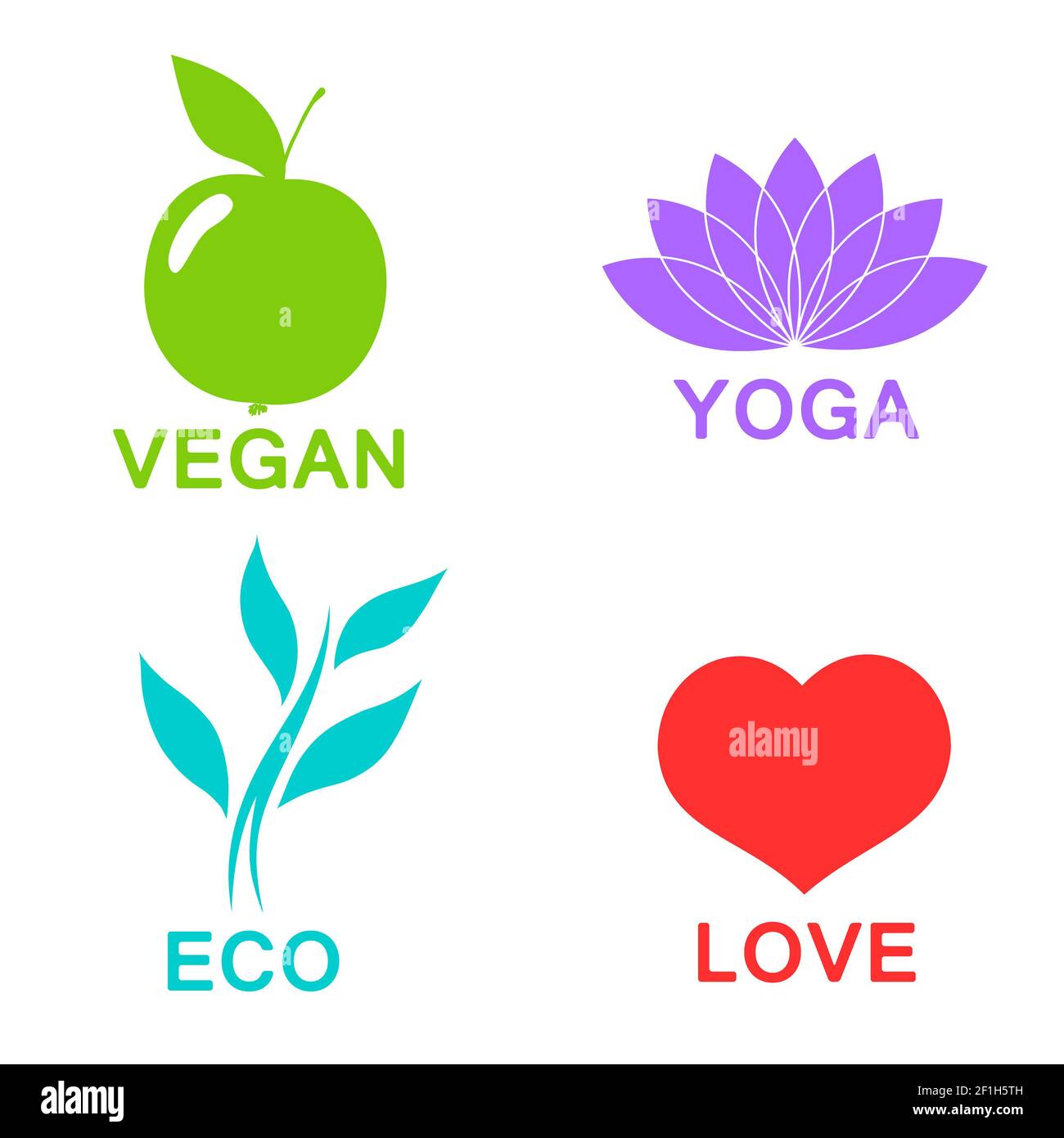 Alfabeto ecologico vettoriale verde - icone e simboli Foto Stock