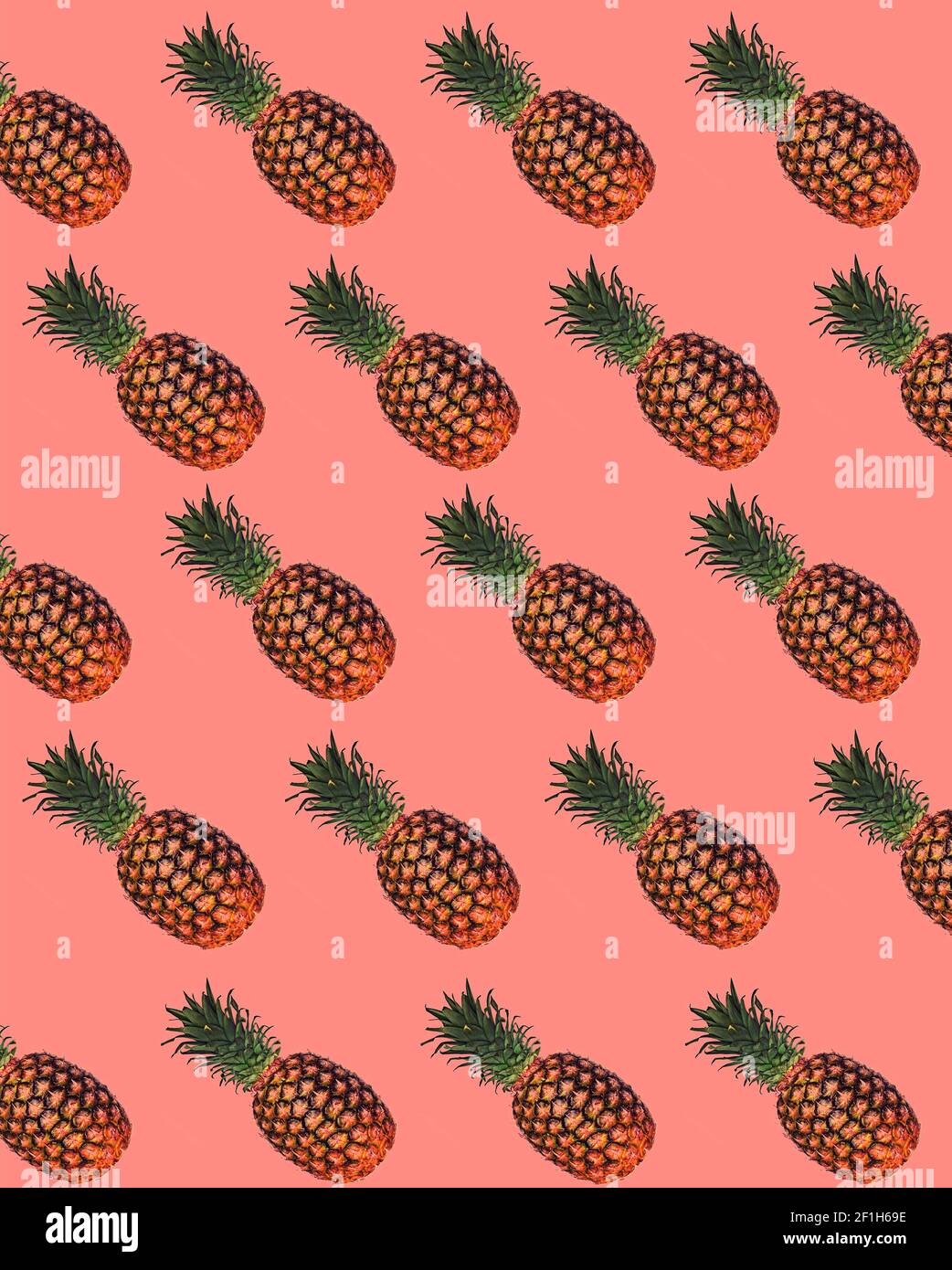 motivo di ananas su sfondo rosa retrò Foto Stock